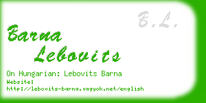 barna lebovits business card